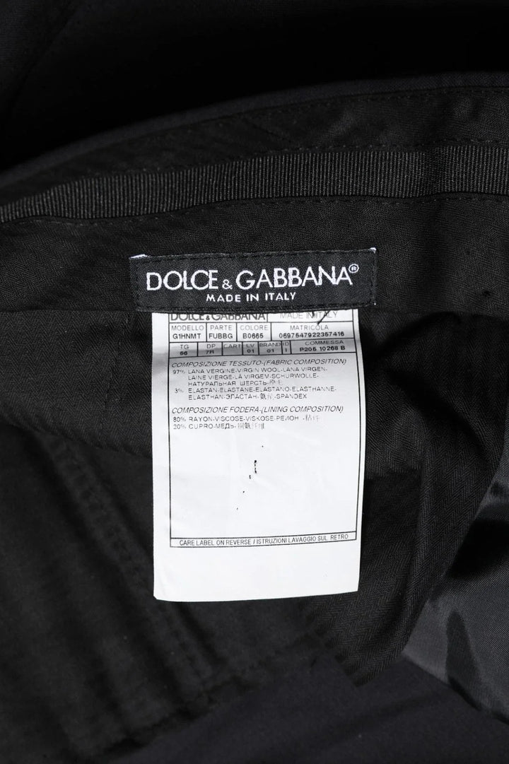 Men’s Dolce &amp; Gabbana Black Wool Formal Dress Men Trousers Pants