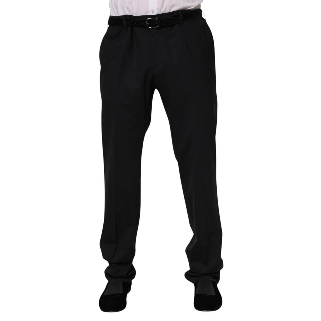 Men’s Dolce &amp; Gabbana Black Wool Formal Dress Men Trousers Pants
