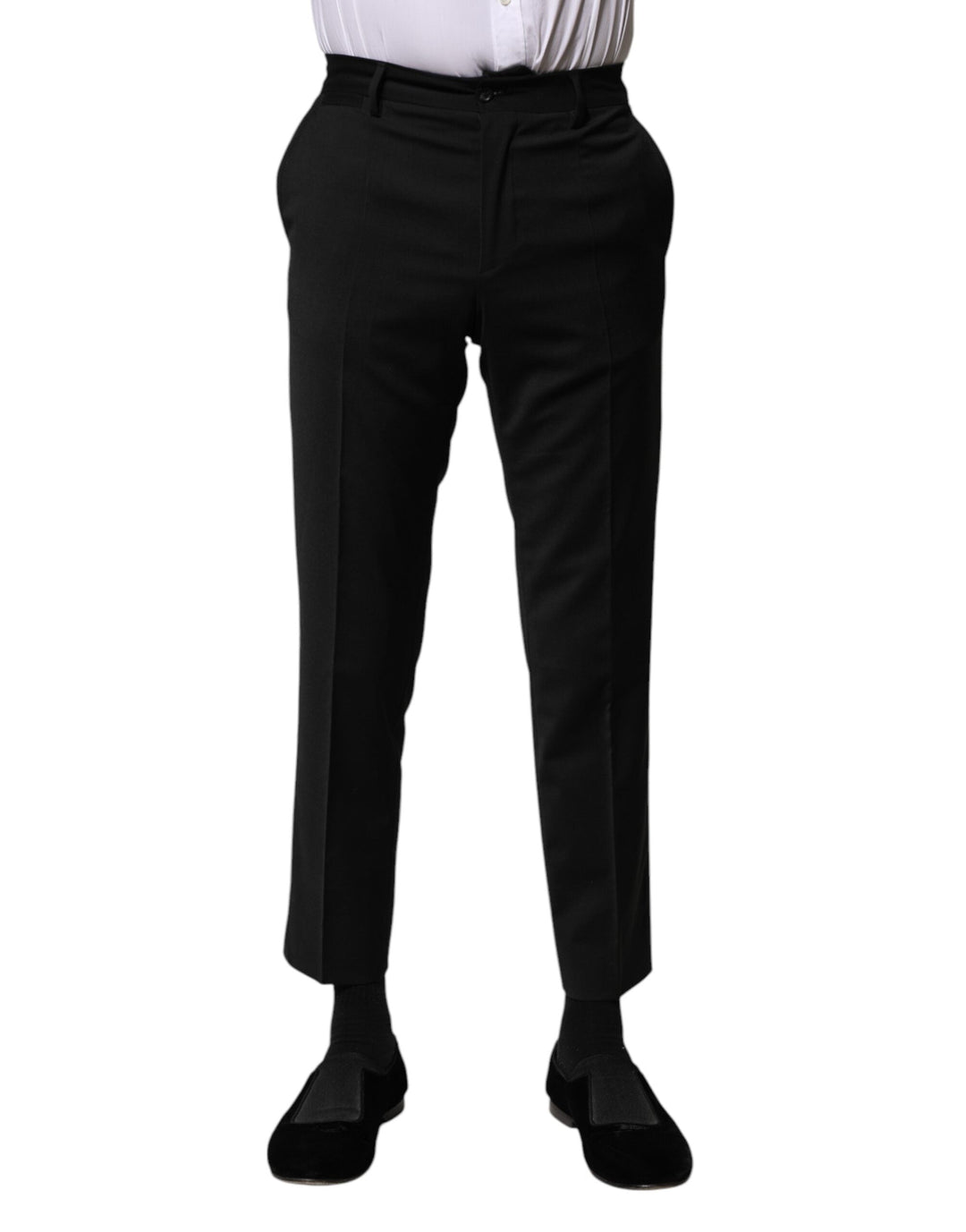 Men’s Dolce &amp; Gabbana Black Wool Formal Men Cropped Pants