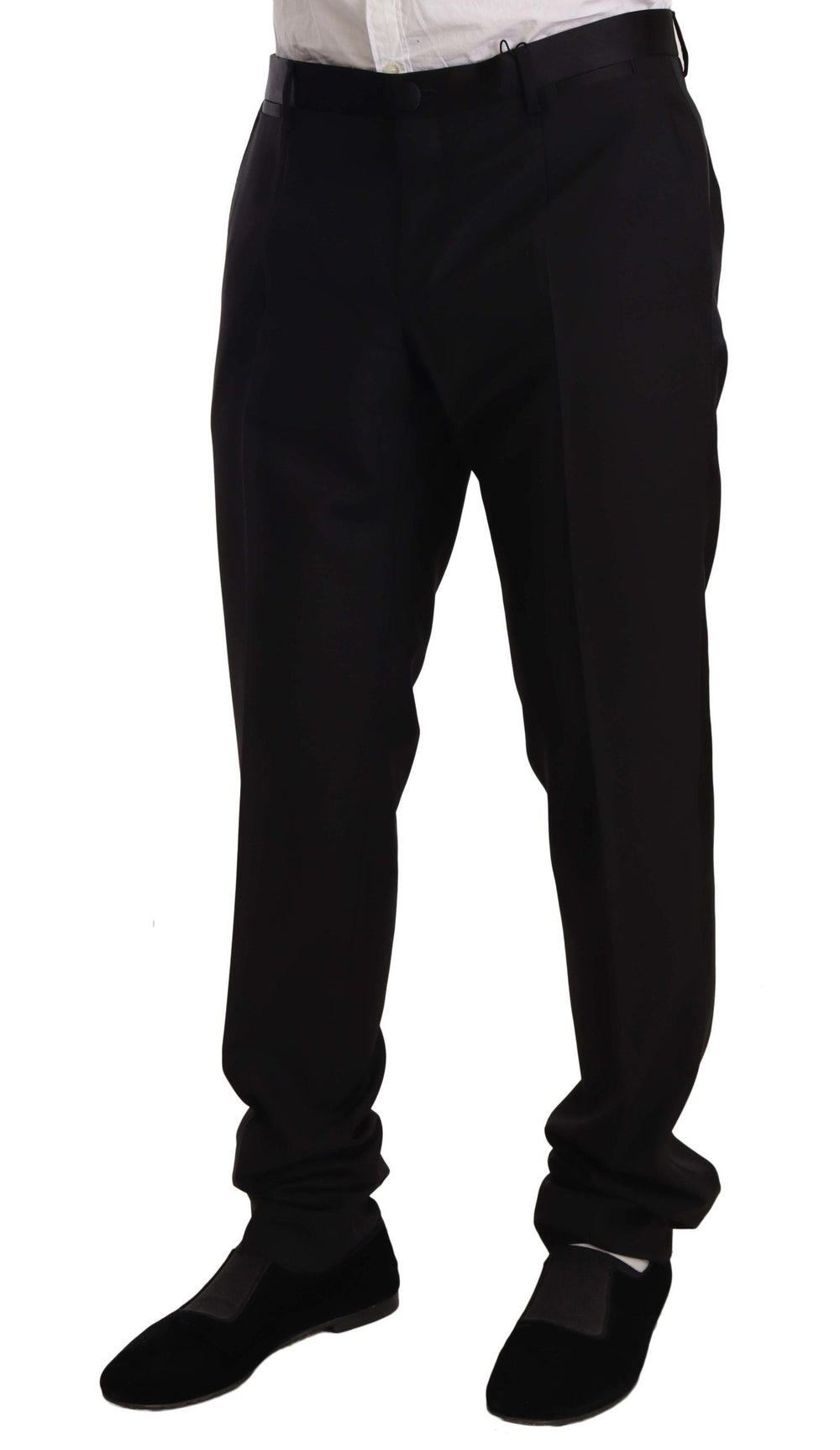 Men’s Dolce & Gabbana Black Wool Formal Tuxedo Trouser Pants