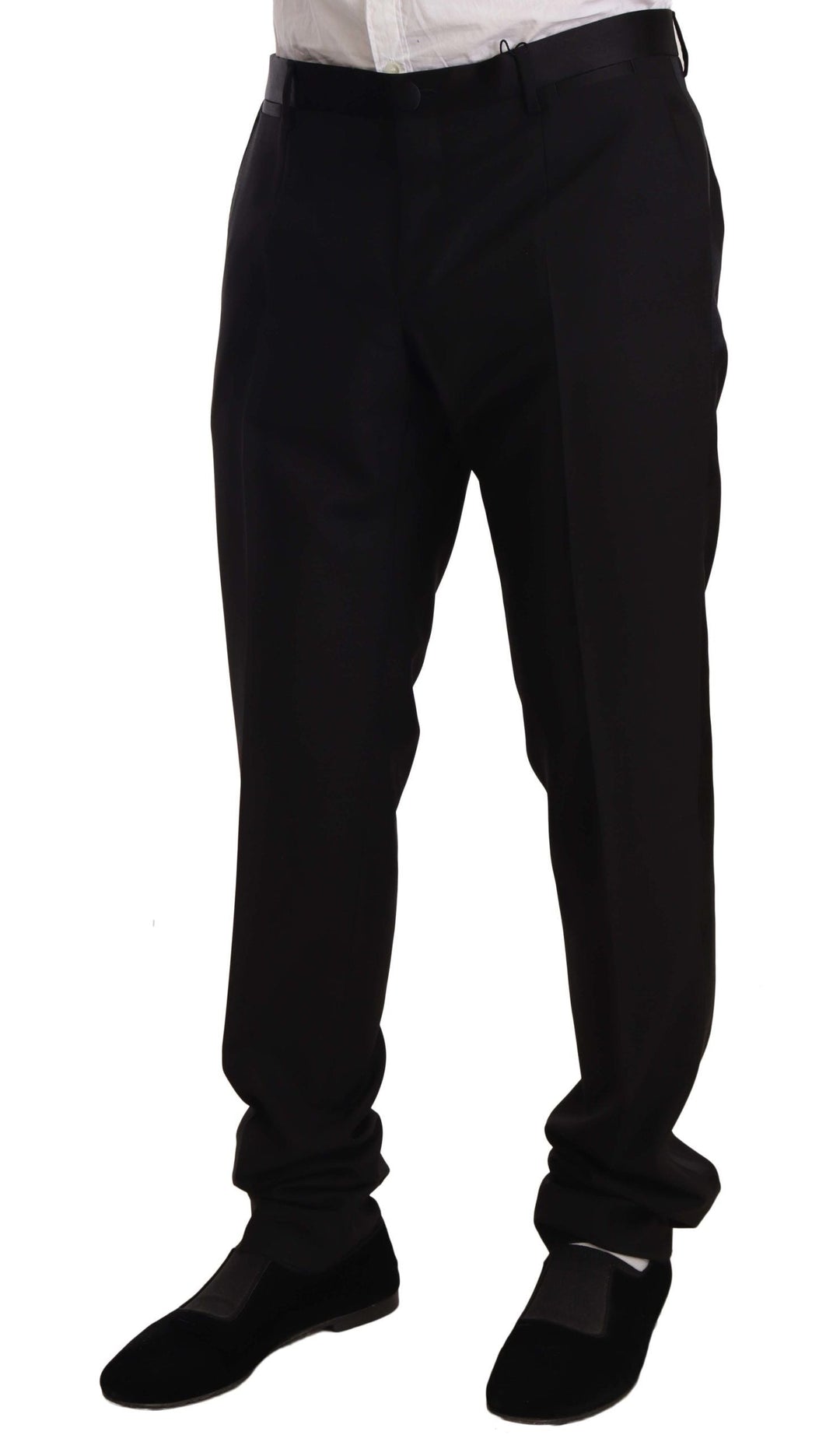 Men’s Dolce &amp; Gabbana Black Wool Formal Tuxedo Trouser Pants
