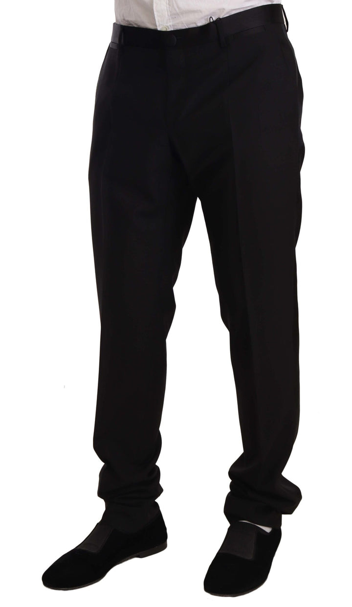 Men’s Dolce &amp; Gabbana Black Wool Formal Tuxedo Trouser Pants