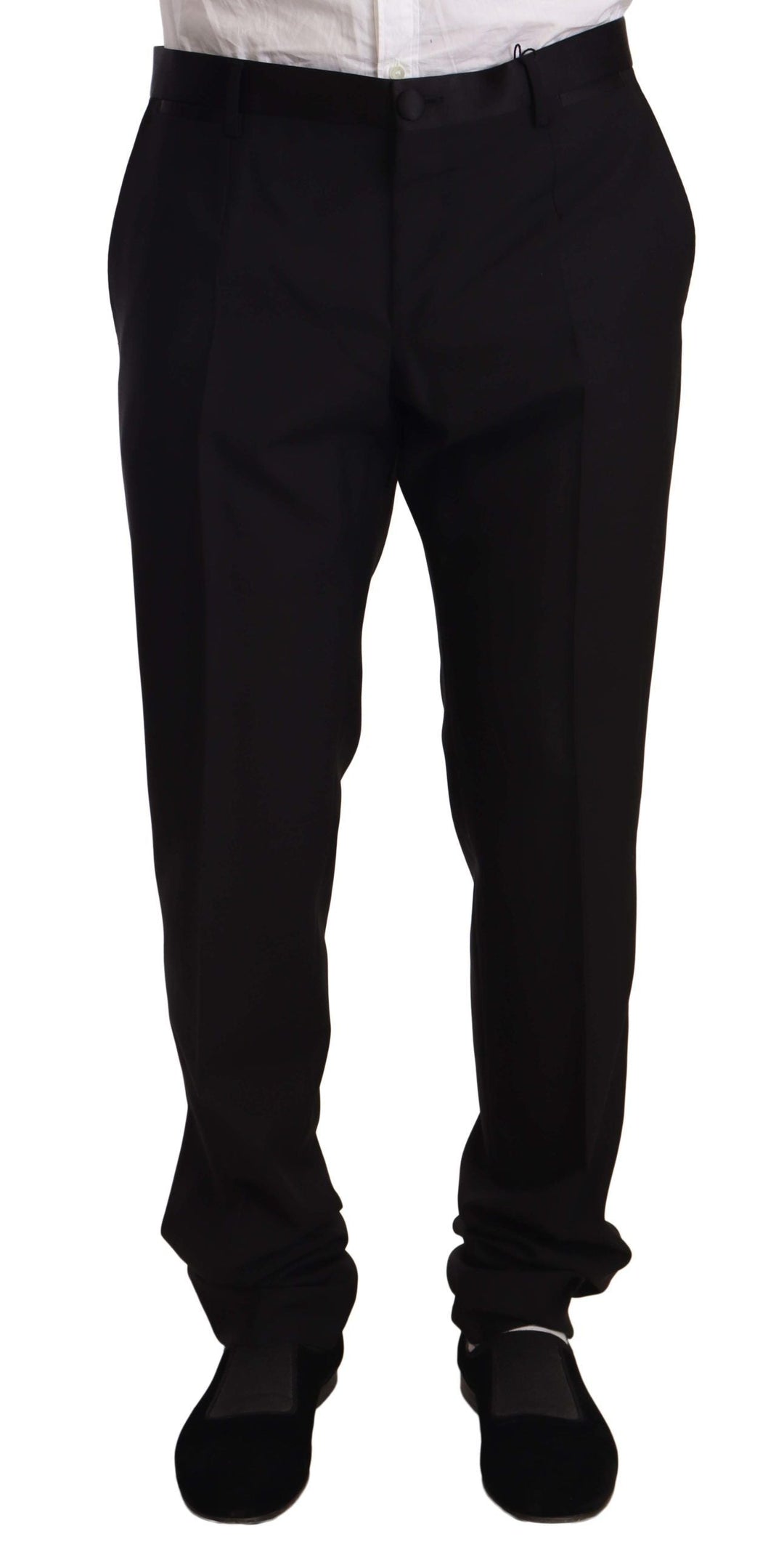 Men’s Dolce & Gabbana Black Wool Formal Tuxedo Trouser Pants