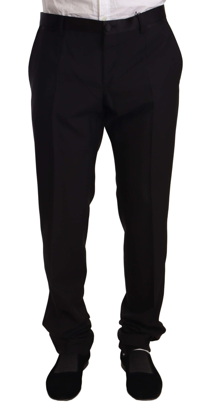 Men’s Dolce &amp; Gabbana Black Wool Formal Tuxedo Trouser Pants