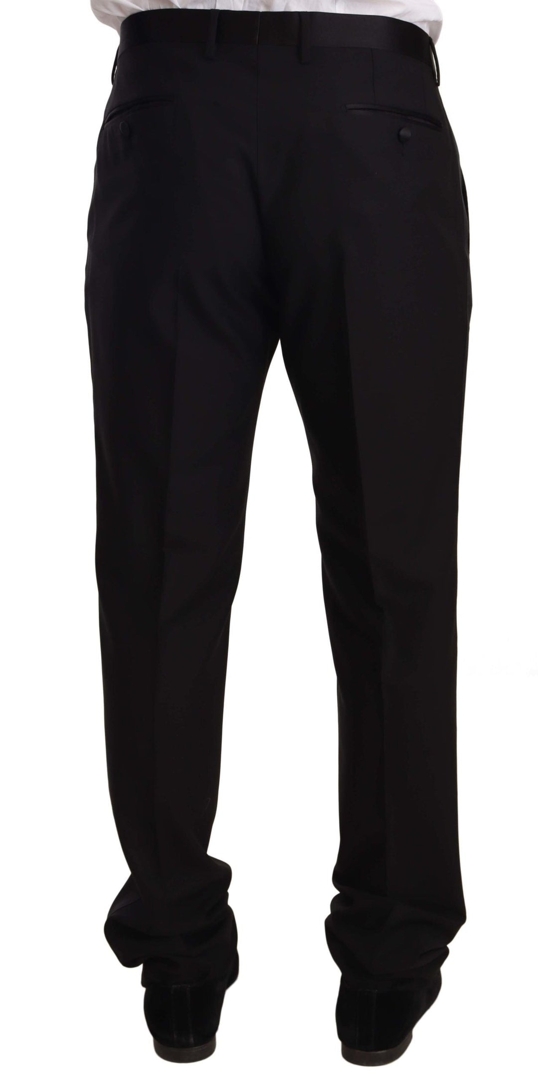 Men’s Dolce &amp; Gabbana Black Wool Formal Tuxedo Trouser Pants