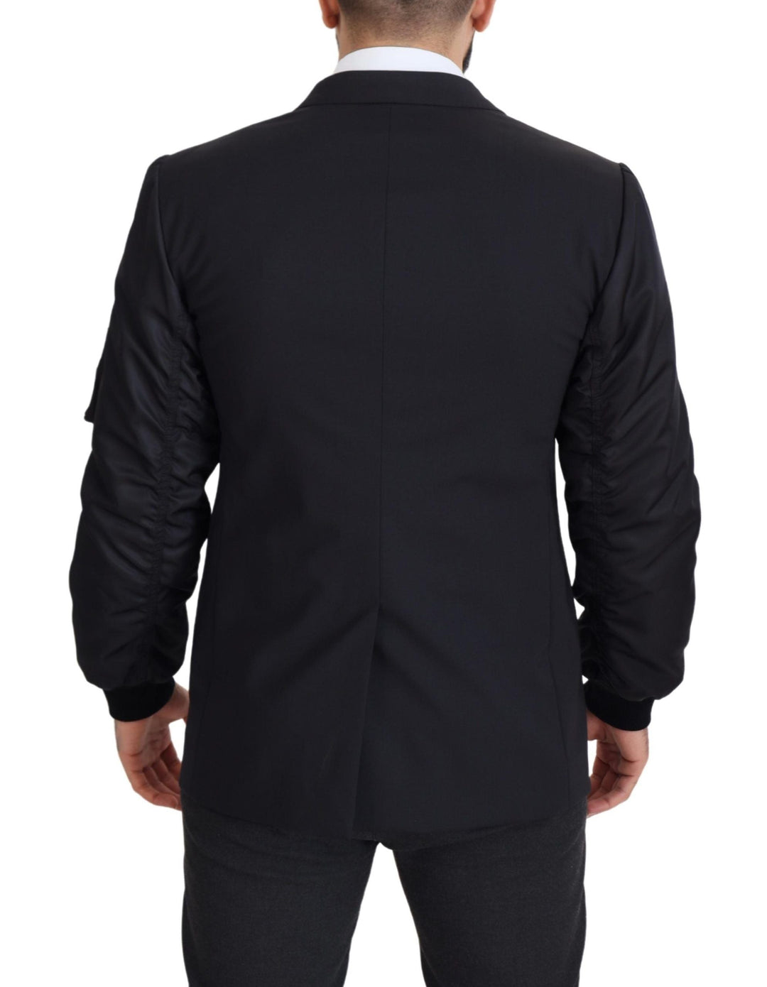 Men’s Dolce &amp; Gabbana Black Wool Full Zip Long Sleeves Jacket