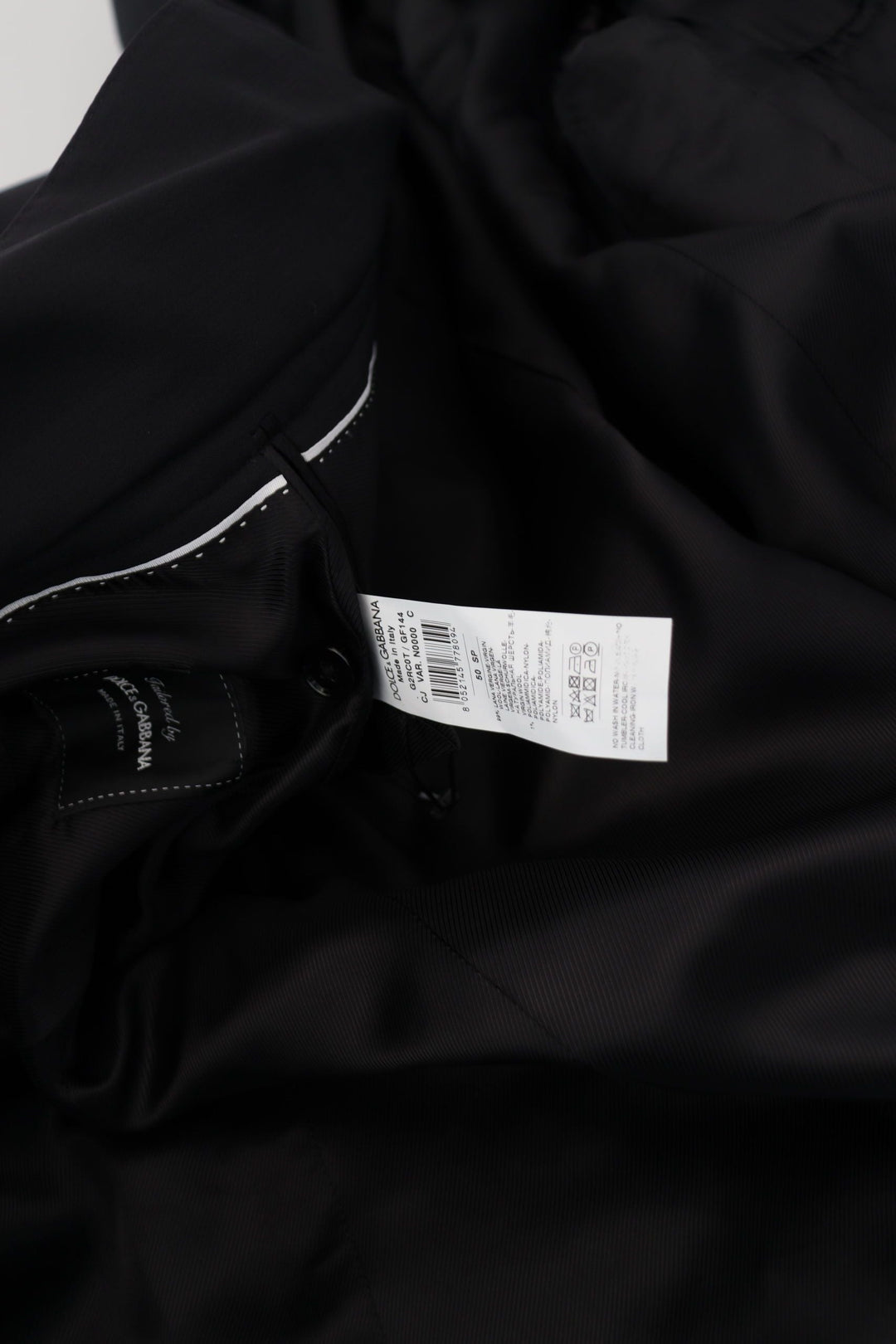 Men’s Dolce &amp; Gabbana Black Wool Full Zip Long Sleeves Jacket