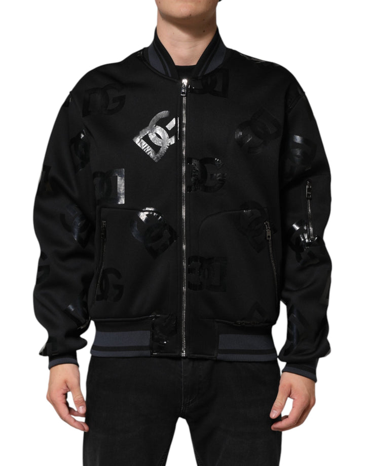 Men’s Dolce &amp; Gabbana Black Wool Logo Dg Mania Men Bomber Jacket