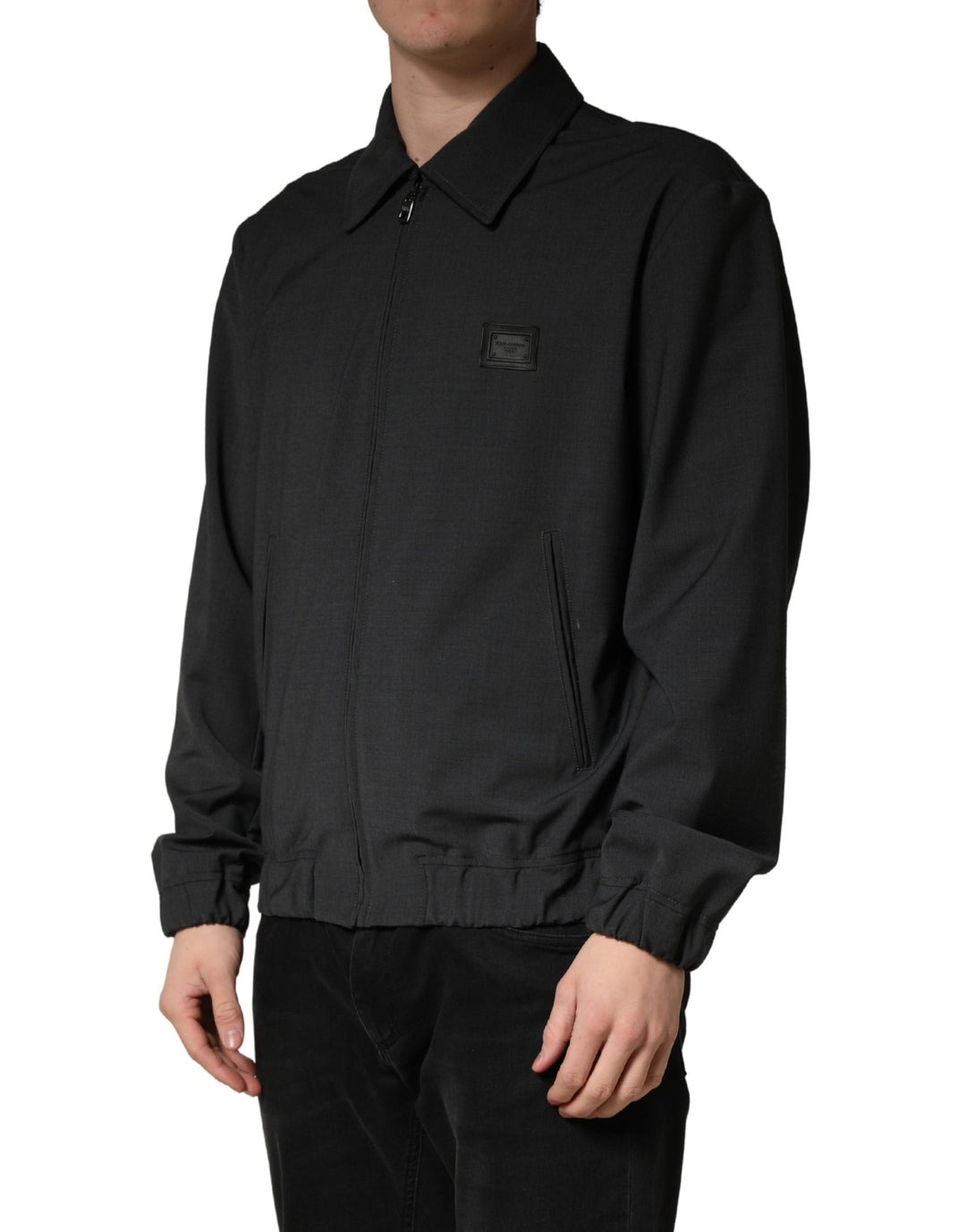 Men’s Dolce &amp; Gabbana Black Wool Logo Full Zip Men Bomber Jacket