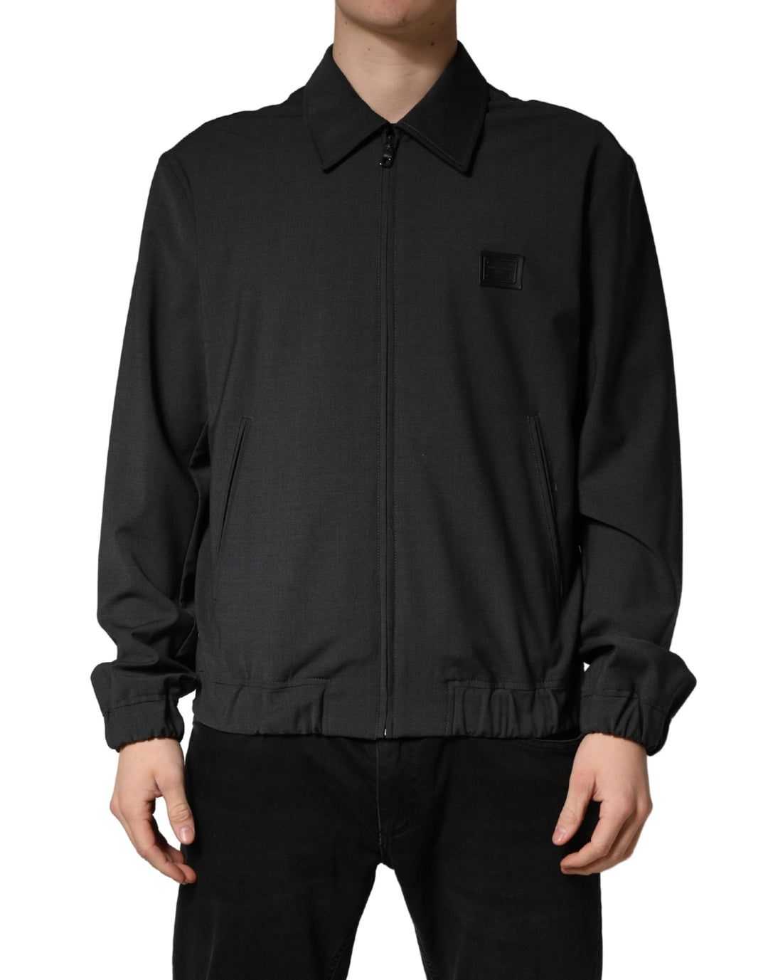 Men’s Dolce &amp; Gabbana Black Wool Logo Full Zip Men Bomber Jacket