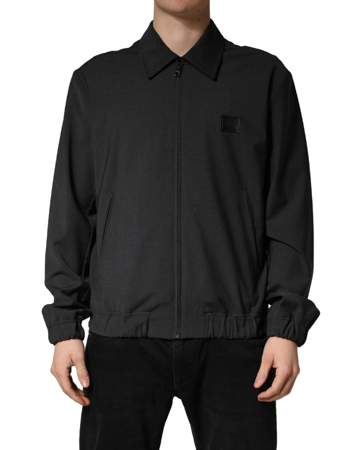 Men’s Dolce &amp; Gabbana Black Wool Logo Full Zip Men Bomber Jacket