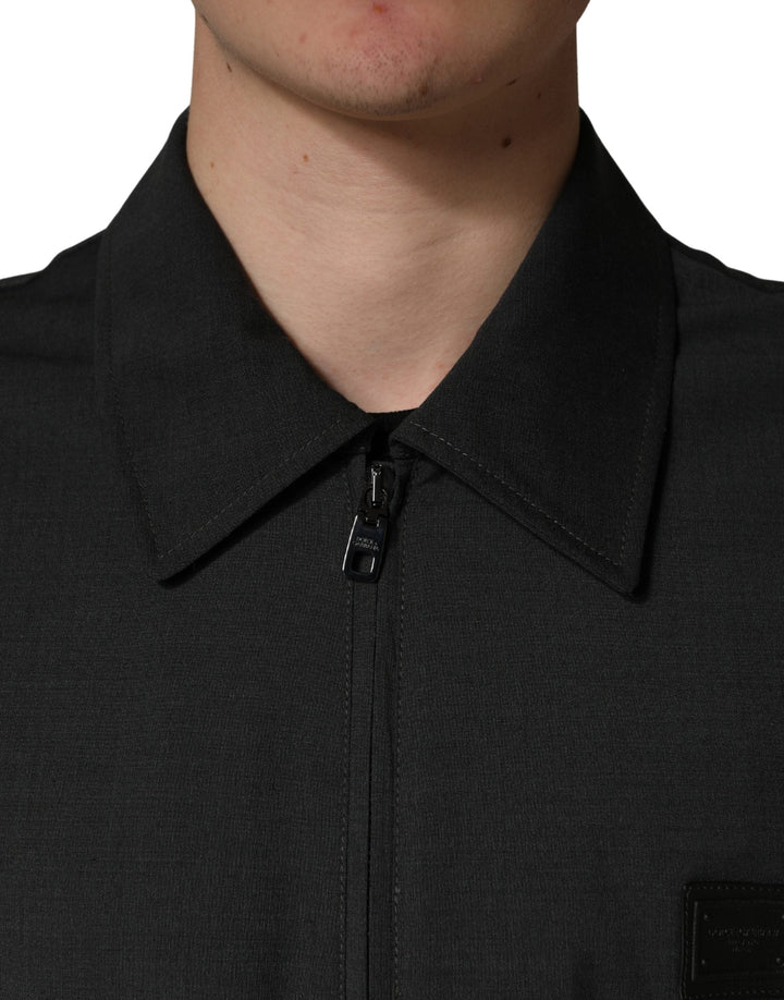 Men’s Dolce &amp; Gabbana Black Wool Logo Full Zip Men Bomber Jacket