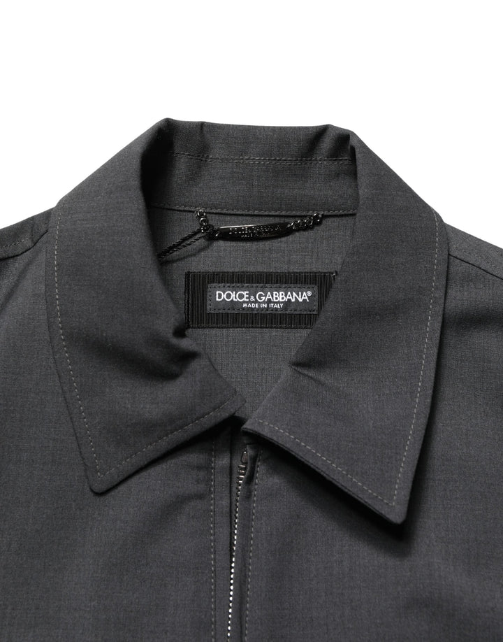 Men’s Dolce &amp; Gabbana Black Wool Logo Full Zip Men Bomber Jacket