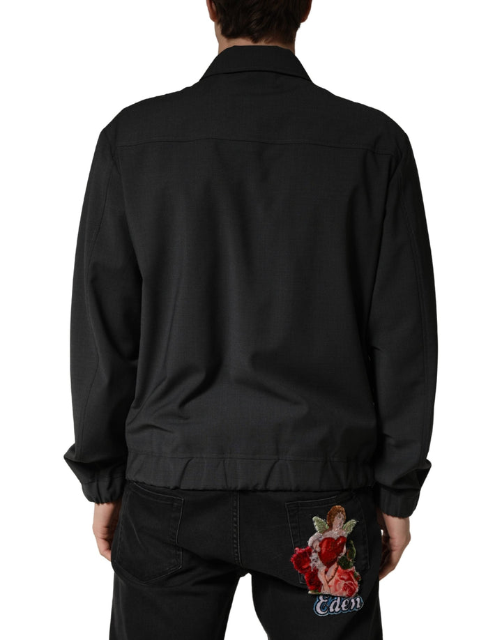 Men’s Dolce &amp; Gabbana Black Wool Logo Full Zip Men Bomber Jacket