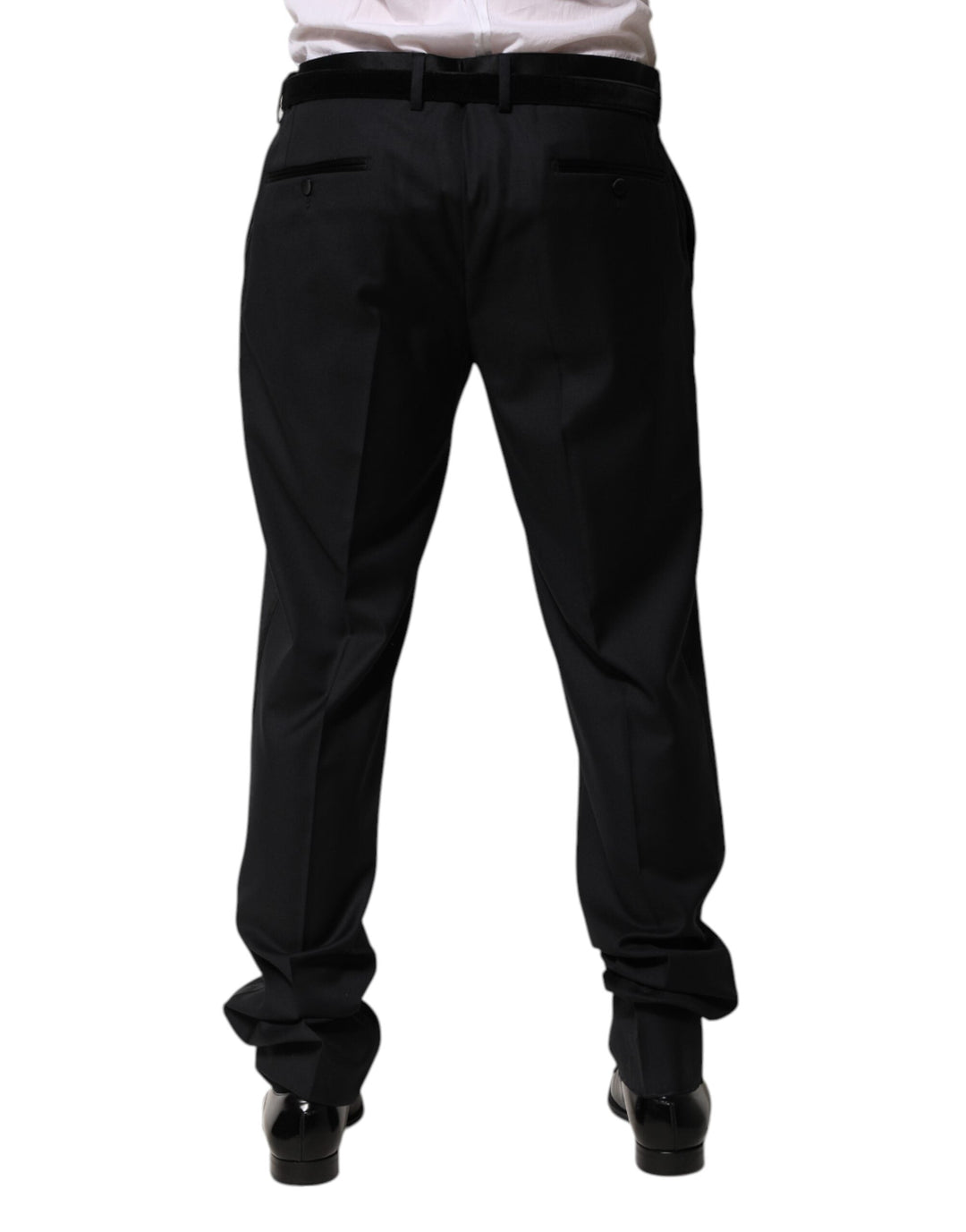 Men’s Dolce &amp; Gabbana Black Wool Men Formal Dress Trouser Pants