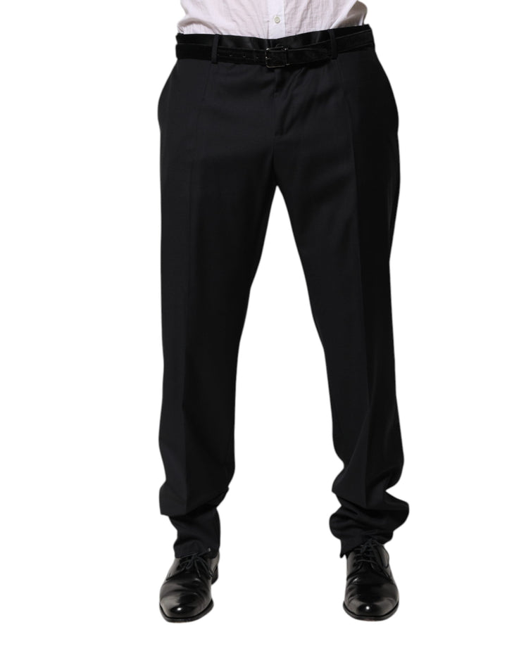 Men’s Dolce &amp; Gabbana Black Wool Men Formal Dress Trouser Pants