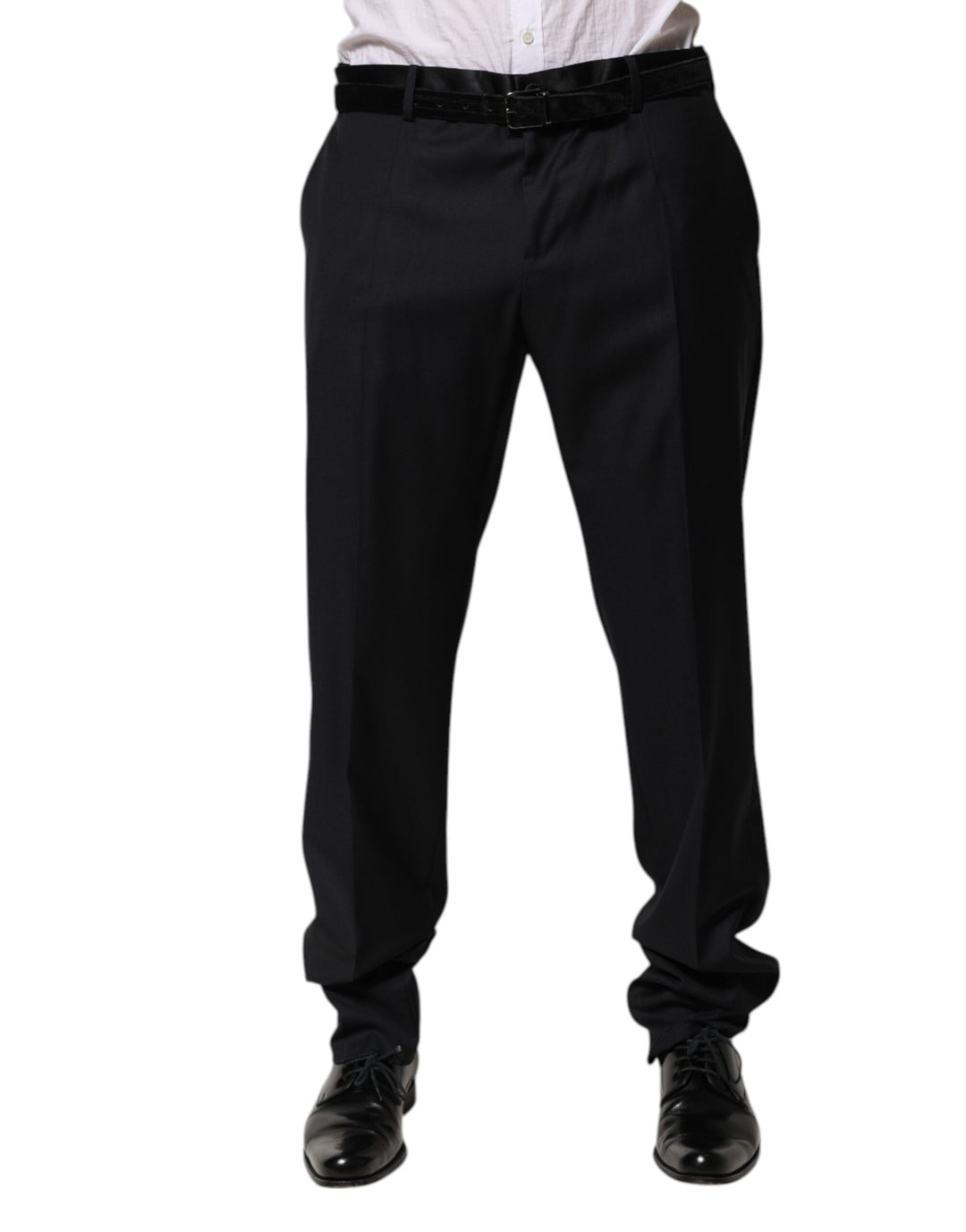 Men’s Dolce &amp; Gabbana Black Wool Men Formal Dress Trouser Pants