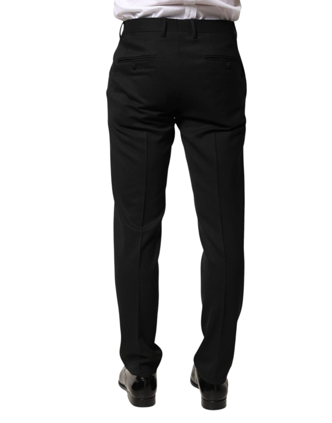 Men’s Dolce &amp; Gabbana Black Wool Mid Waist Men Dress Trousers Pants