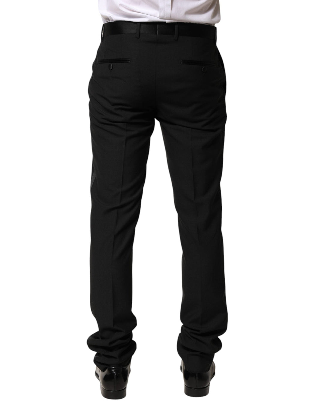 Men’s Dolce &amp; Gabbana Black Wool Mid Waist Men Dress Trousers Pants