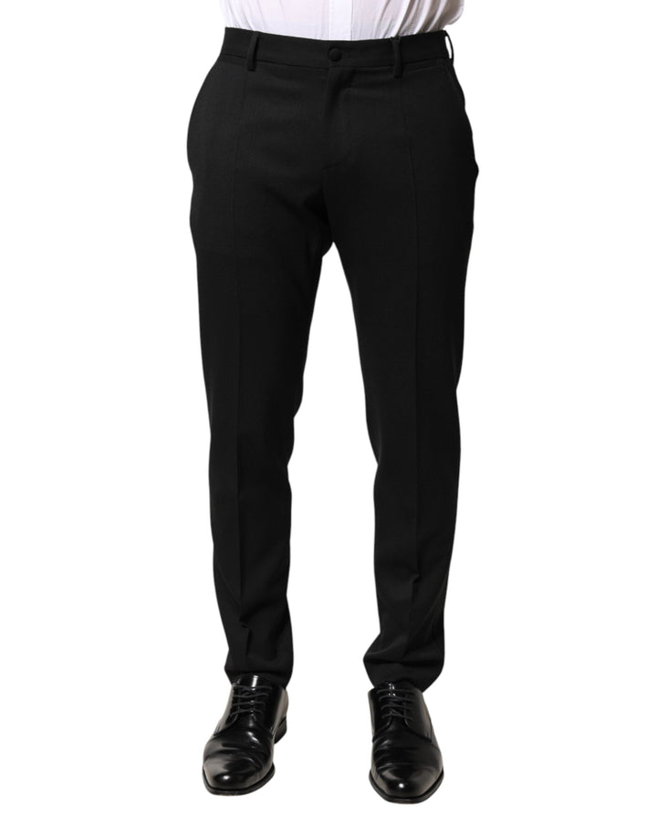 Men’s Dolce &amp; Gabbana Black Wool Mid Waist Men Dress Trousers Pants