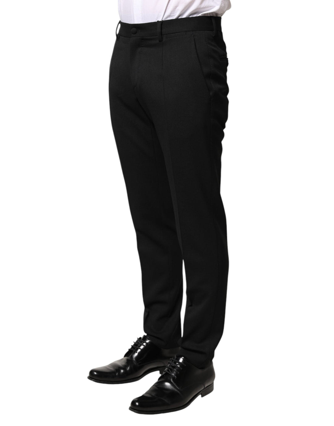 Men’s Dolce &amp; Gabbana Black Wool Mid Waist Men Dress Trousers Pants