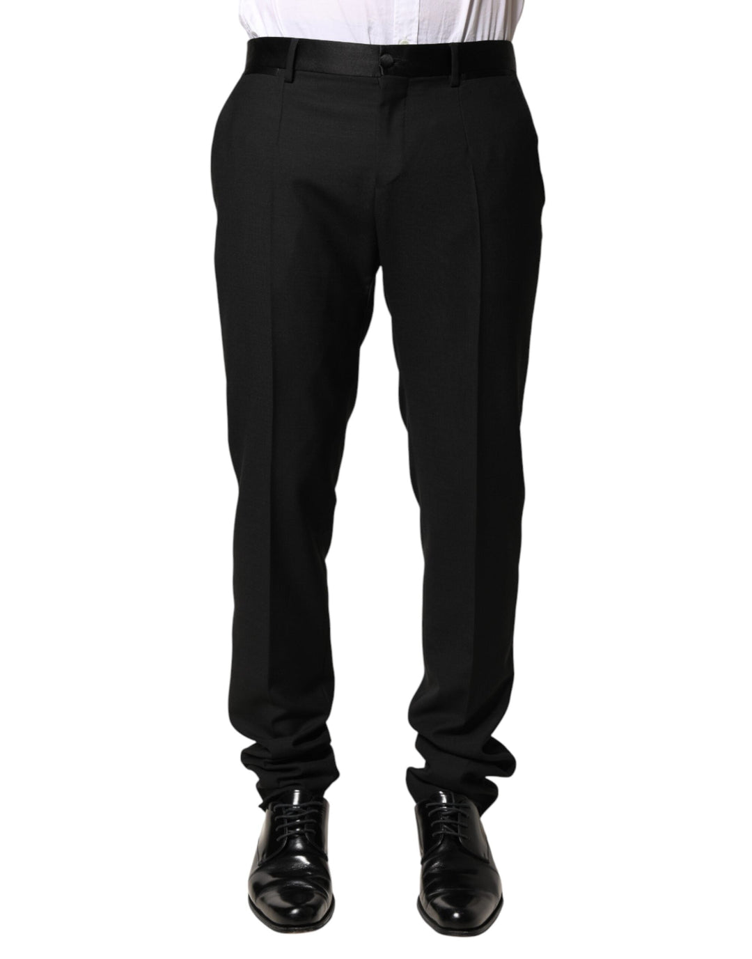 Men’s Dolce & Gabbana Black Wool Mid Waist Men Dress Trousers Pants