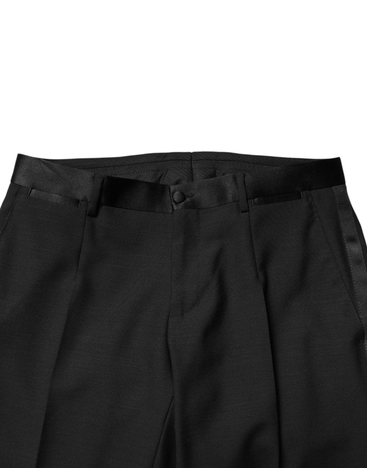 Men’s Dolce &amp; Gabbana Black Wool Mid Waist Men Dress Trousers Pants