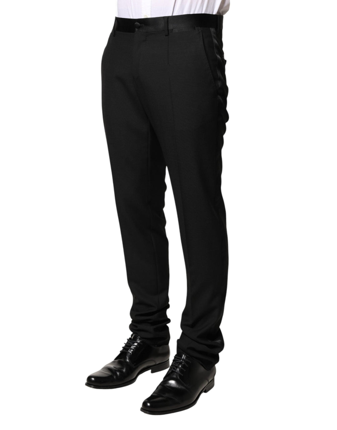 Men’s Dolce &amp; Gabbana Black Wool Mid Waist Men Dress Trousers Pants