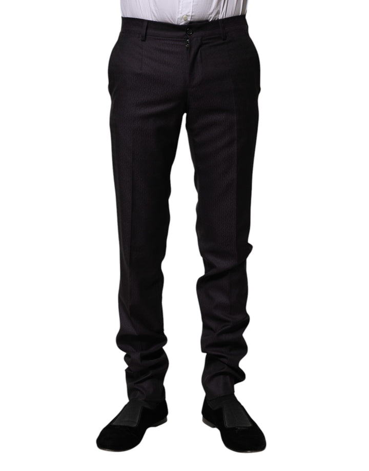 Men’s Dolce &amp; Gabbana Black Wool Patterned Formal Pants