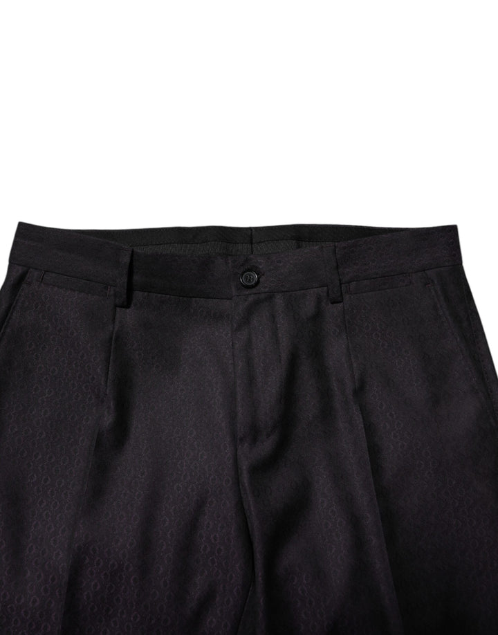 Men’s Dolce &amp; Gabbana Black Wool Patterned Formal Pants