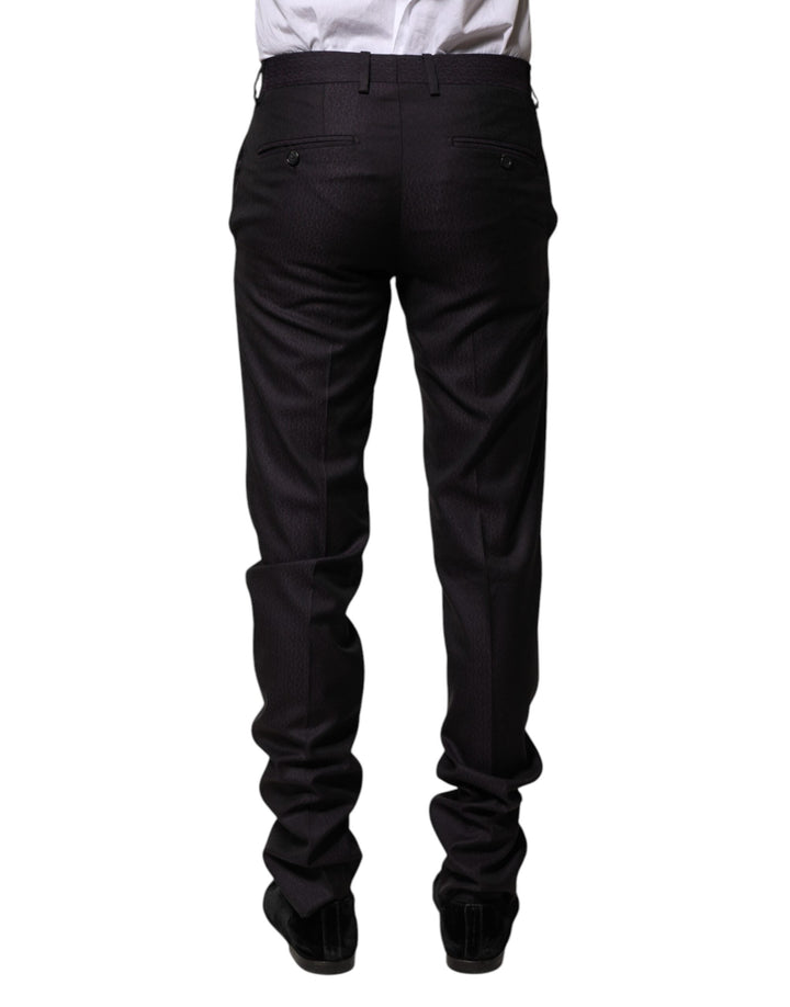 Men’s Dolce &amp; Gabbana Black Wool Patterned Formal Pants