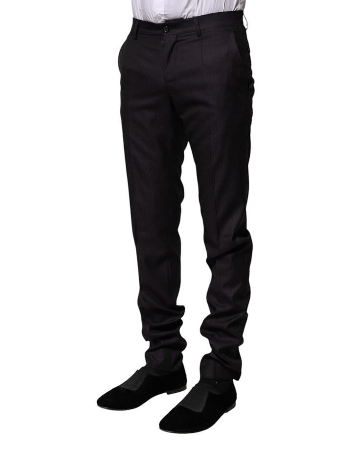 Men’s Dolce &amp; Gabbana Black Wool Patterned Formal Pants