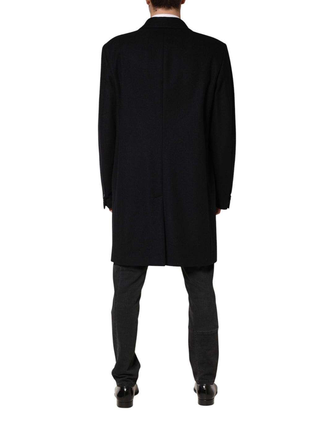 Men’s Dolce &amp; Gabbana Black Wool Single Breasted Long Coat Jacket