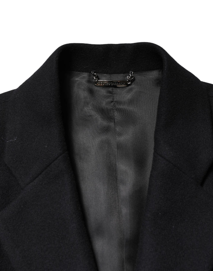 Men’s Dolce &amp; Gabbana Black Wool Single Breasted Long Coat Jacket