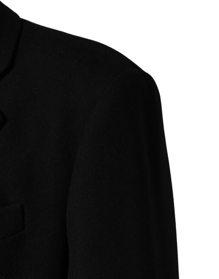 Men’s Dolce &amp; Gabbana Black Wool Single Breasted Long Coat Jacket