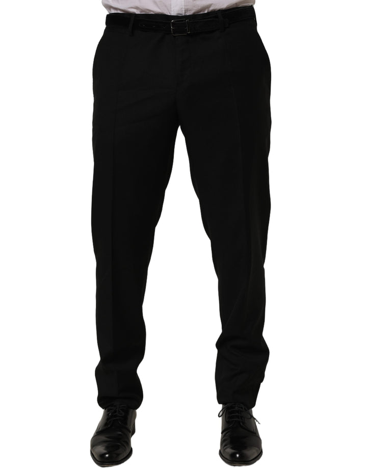 Men’s Dolce &amp; Gabbana Black Wool Skinny Leg Dress Trouser Pants