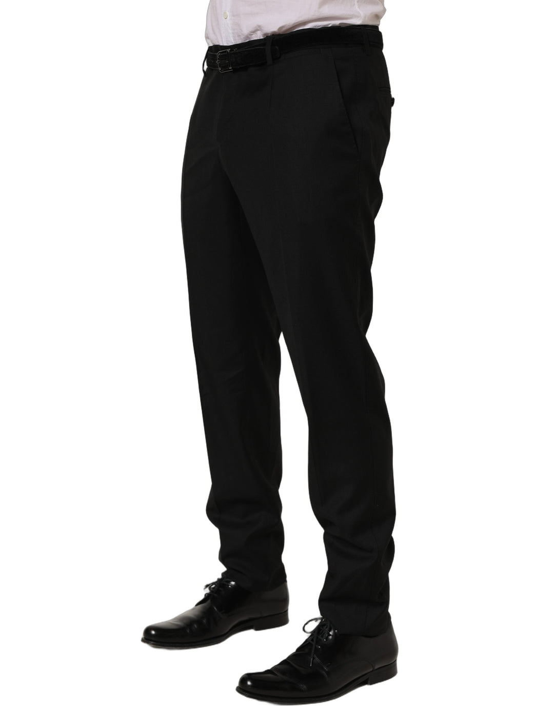 Men’s Dolce &amp; Gabbana Black Wool Skinny Leg Dress Trouser Pants