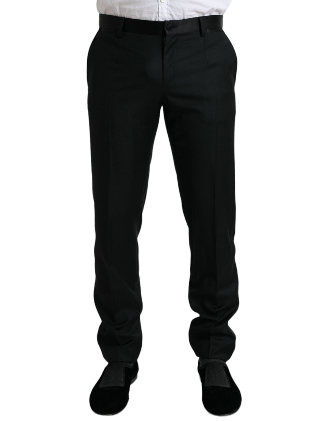 Men’s Dolce & Gabbana Black Wool Slim Fit Formal Trouser Dress Pants