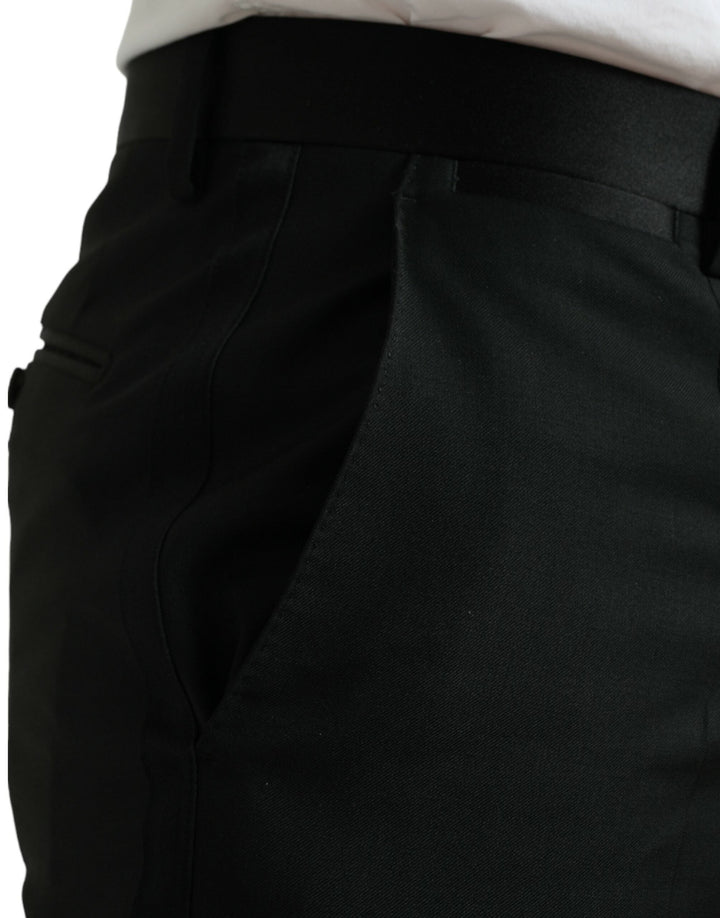 Men’s Dolce &amp; Gabbana Black Wool Slim Fit Formal Trouser Dress Pants