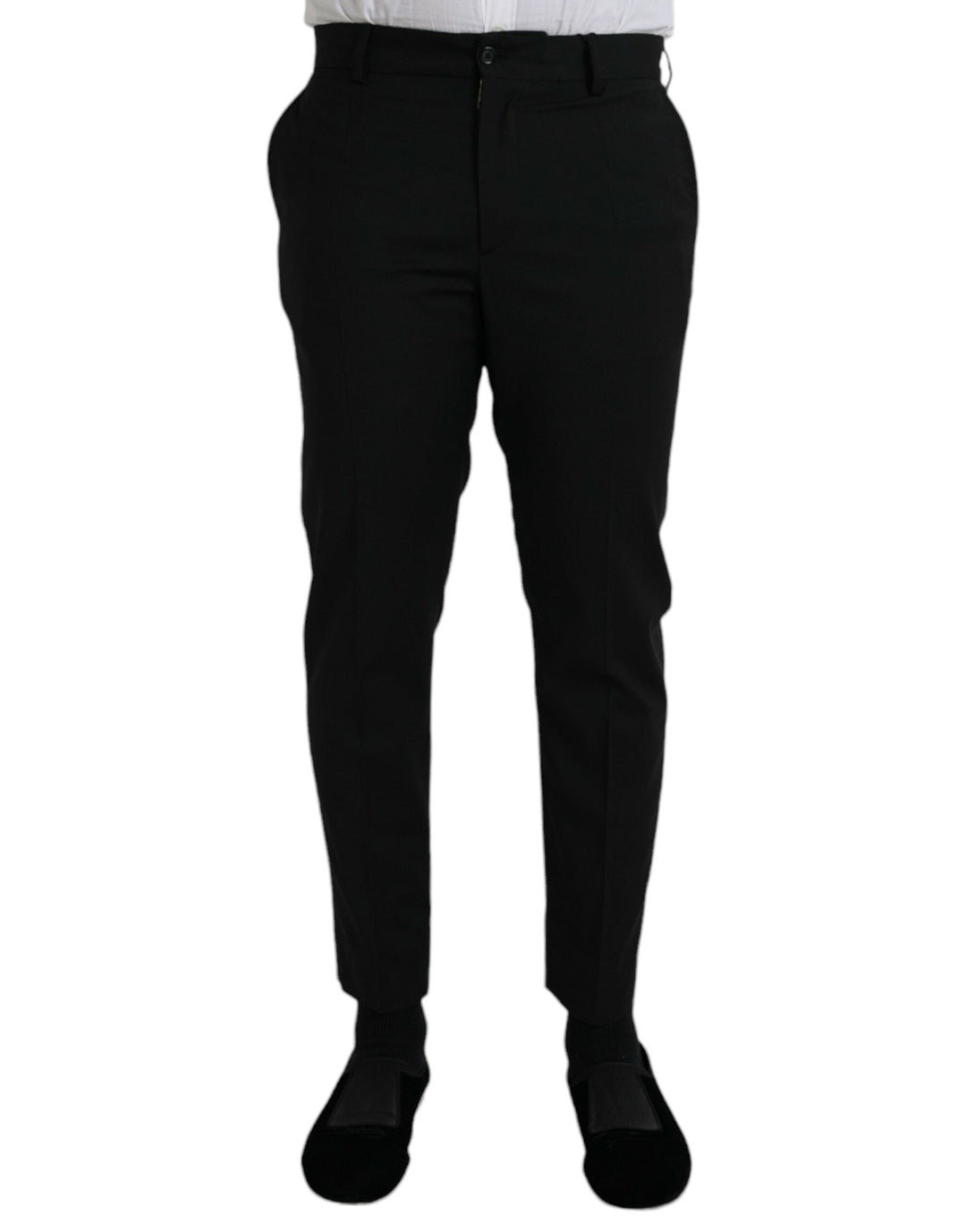 Men’s Dolce &amp; Gabbana Black Wool Slimfit Dress Formal Pants