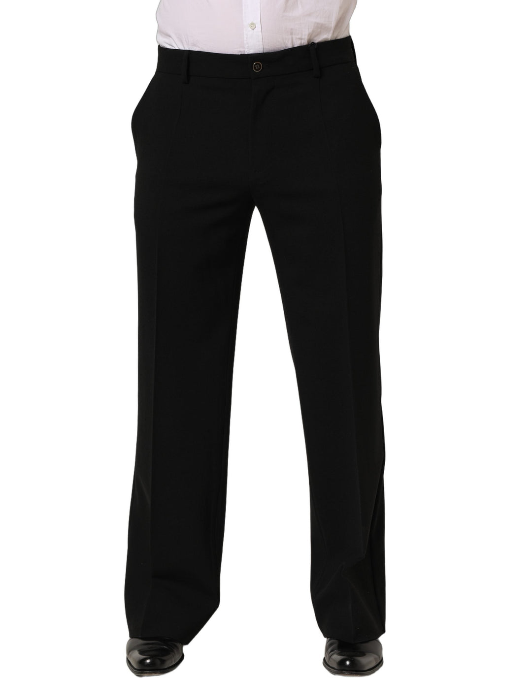 Men’s Dolce &amp; Gabbana Black Wool Straight Men Dress Trouser Pants