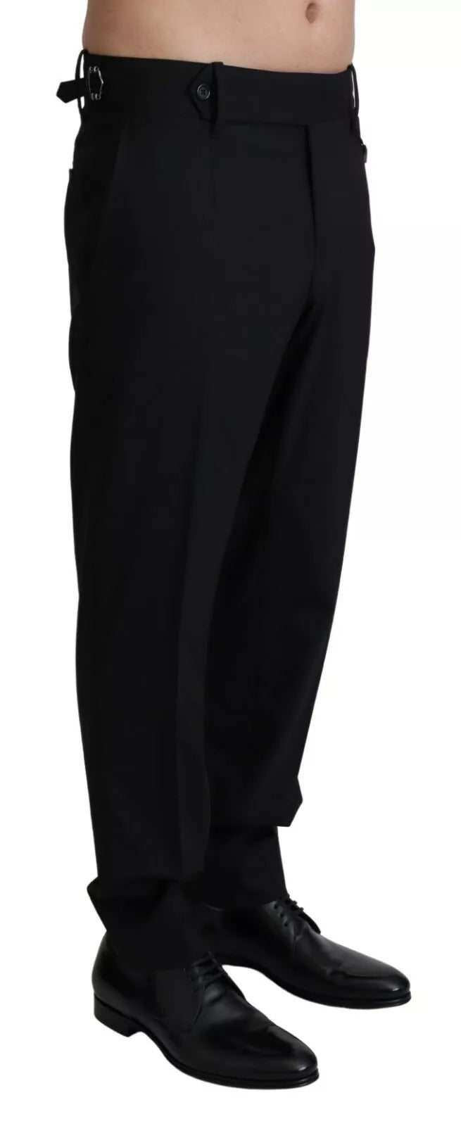Men’s Dolce &amp; Gabbana Black Wool Stretch Dress Trouser Pants