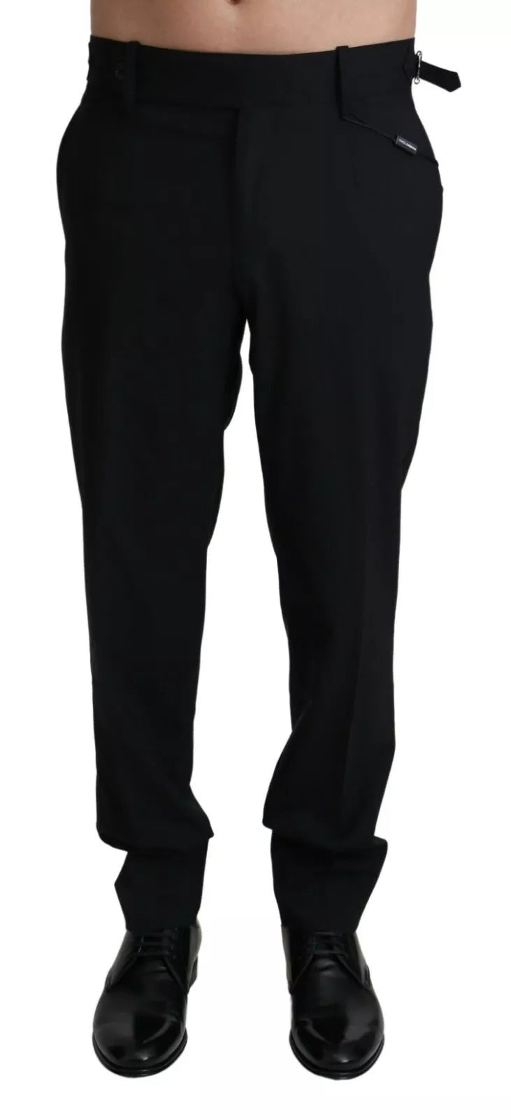Men’s Dolce &amp; Gabbana Black Wool Stretch Dress Trouser Pants