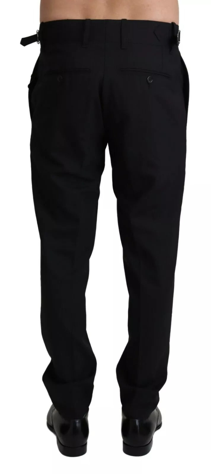Men’s Dolce &amp; Gabbana Black Wool Stretch Dress Trouser Pants