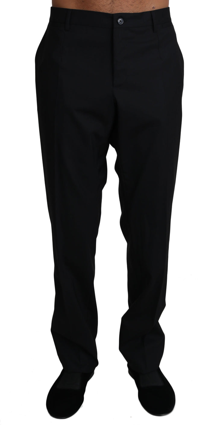 Men’s Dolce &amp; Gabbana Black Wool Stretch Dress Trousers Pants