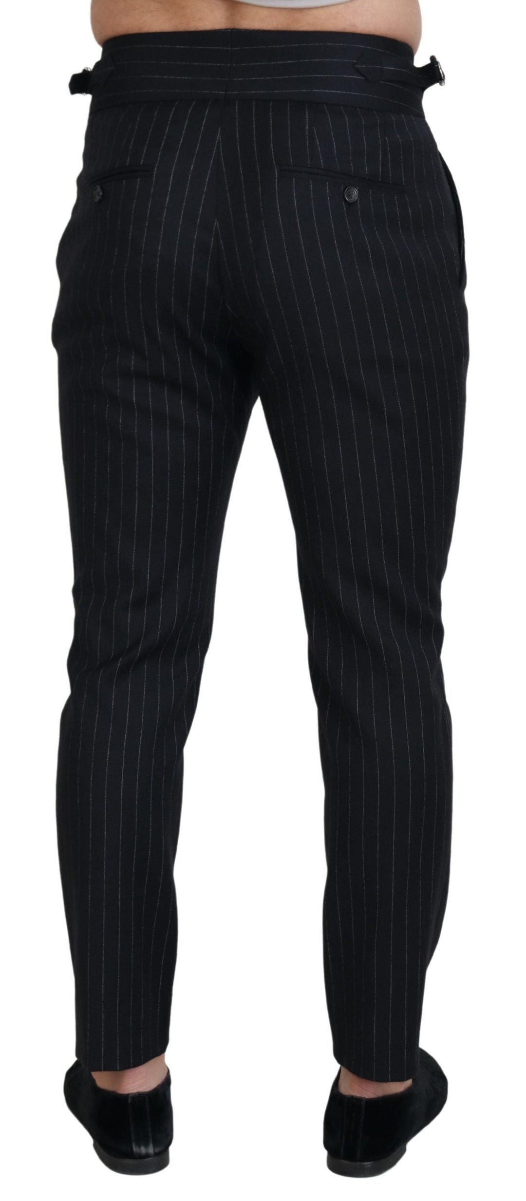 Men’s Dolce &amp; Gabbana Black Wool Striped Chino Pants