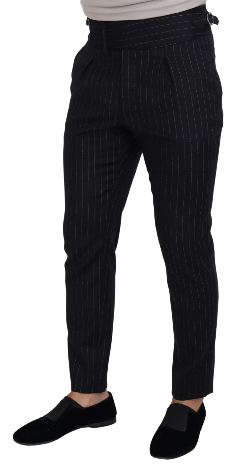 Men’s Dolce & Gabbana Black Wool Striped Chino Pants