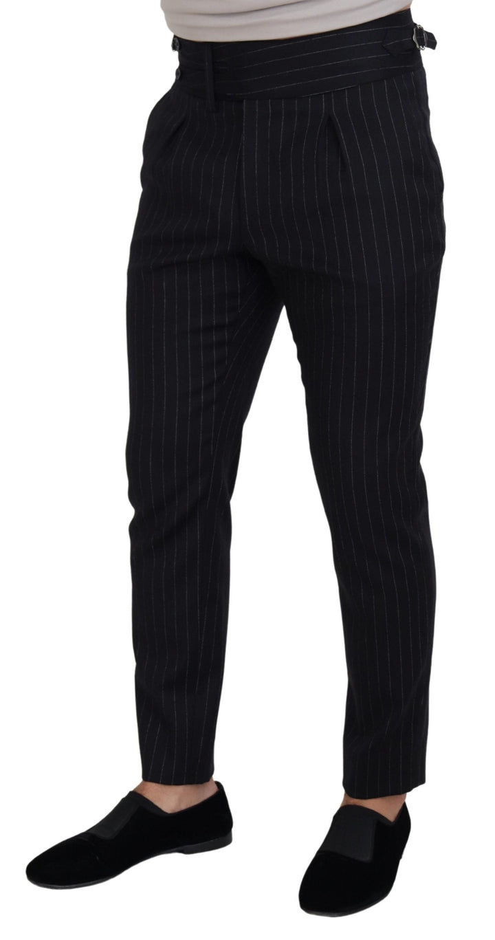 Men’s Dolce &amp; Gabbana Black Wool Striped Chino Pants