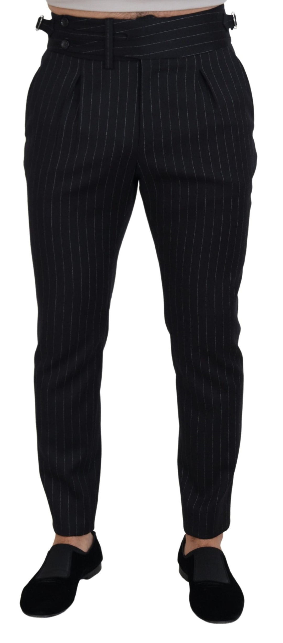 Men’s Dolce & Gabbana Black Wool Striped Chino Pants