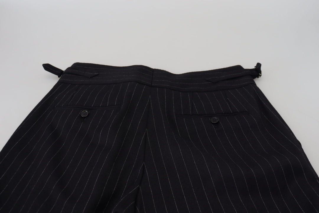 Men’s Dolce &amp; Gabbana Black Wool Striped Chino Pants